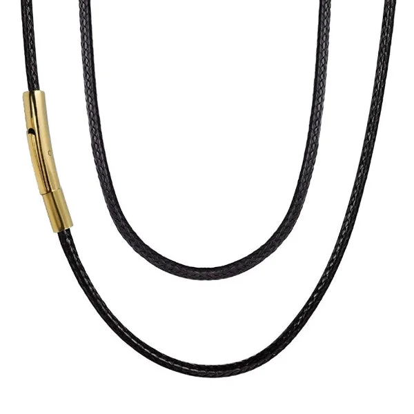 Classy Men 3mm Gold Leather Chain Necklace