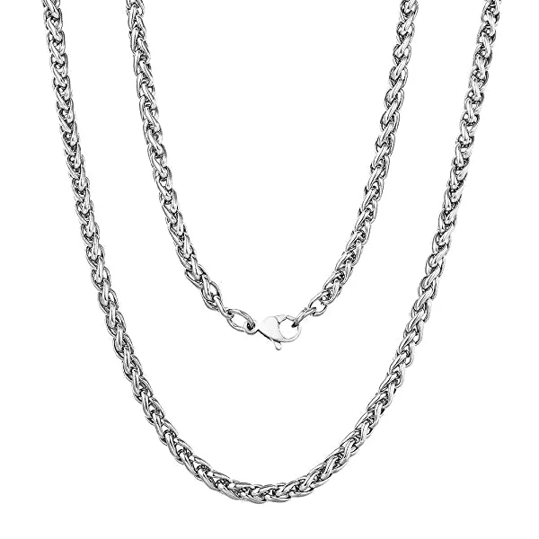 Classy Men 4mm Stainless Steel Wheat Chain Necklace