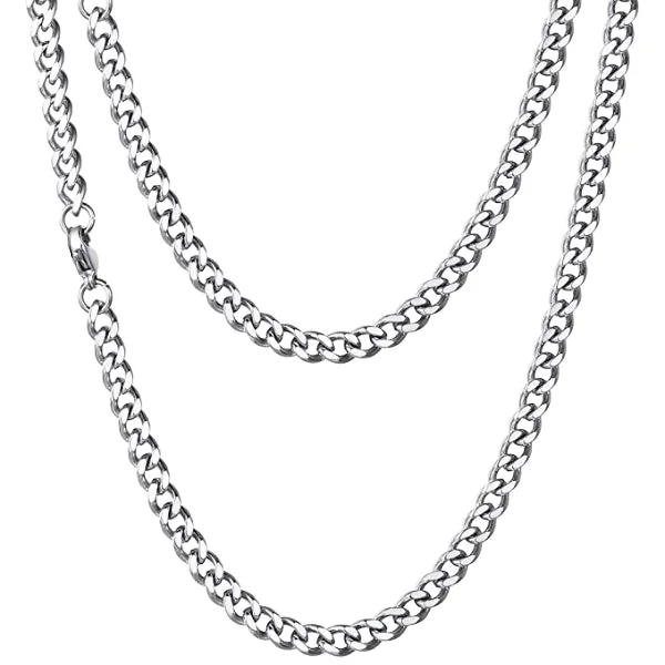 Classy Men 5mm Silver Curb Chain Necklace