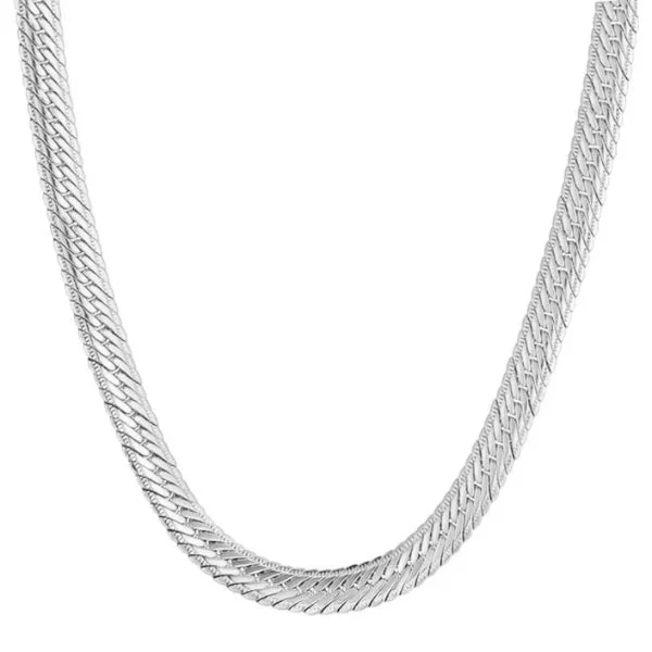 Classy Men 5mm Silver Herringbone Chain Necklace