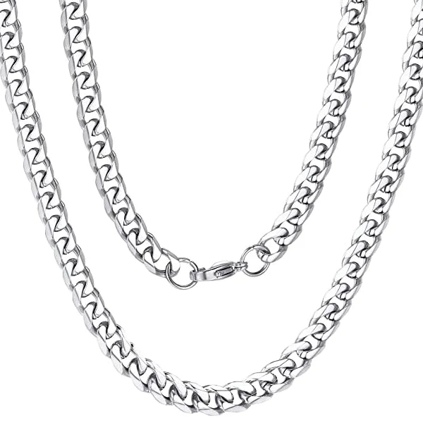 Classy Men 6.4mm Silver Curb Chain Necklace