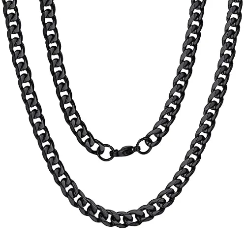 Classy Men 6mm Black Curb Chain Necklace