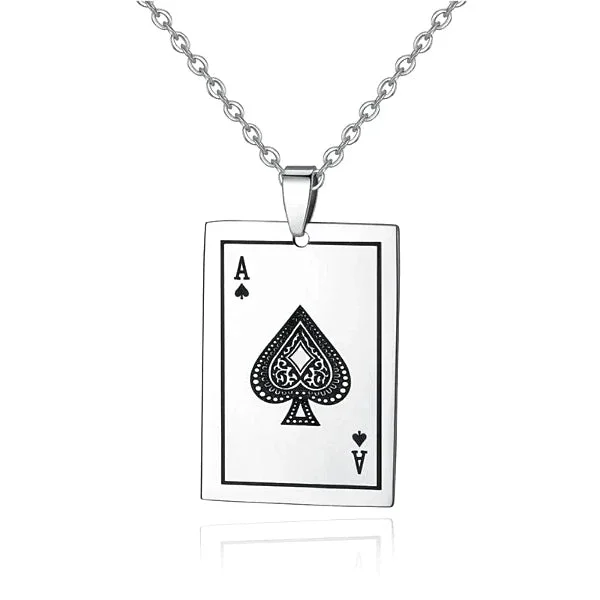 Classy Men Ace Of Spades Pendant Necklace