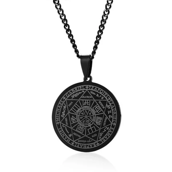 Classy Men Black Coin Pendant Necklace