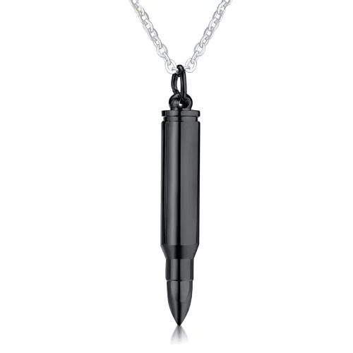 Classy Men Black Rifle Bullet Pendant Necklace