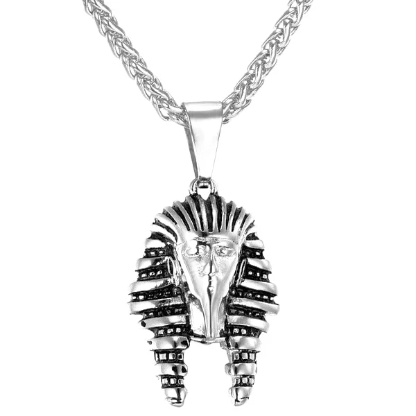 Classy Men Silver Egyptian Pharaoh Pendant Necklace