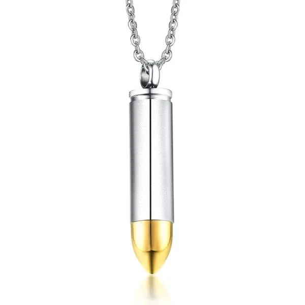 Classy Men Silver Gold Pistol Bullet Pendant Necklace