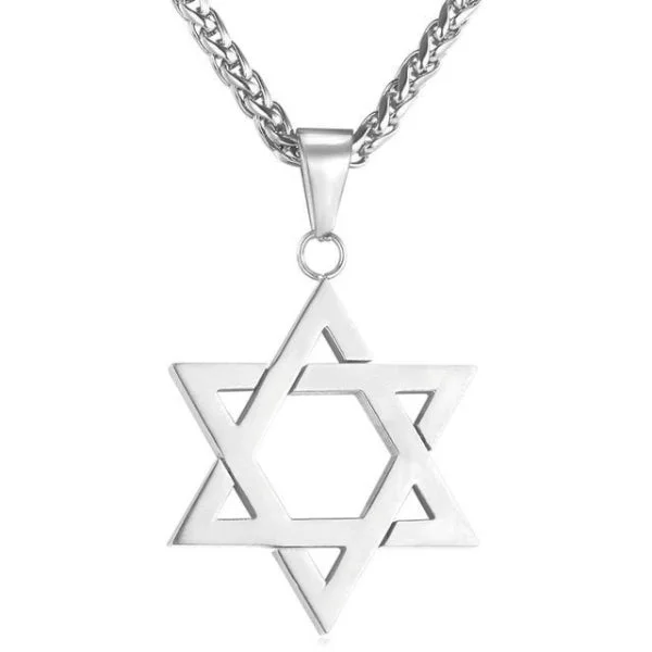 Classy Men Silver Star Of David Pendant Necklace