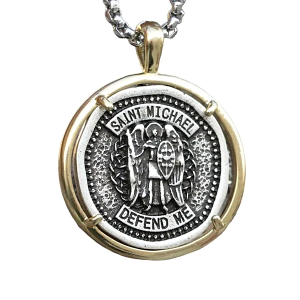 Classy Men St Michael Medal Pendant Necklace