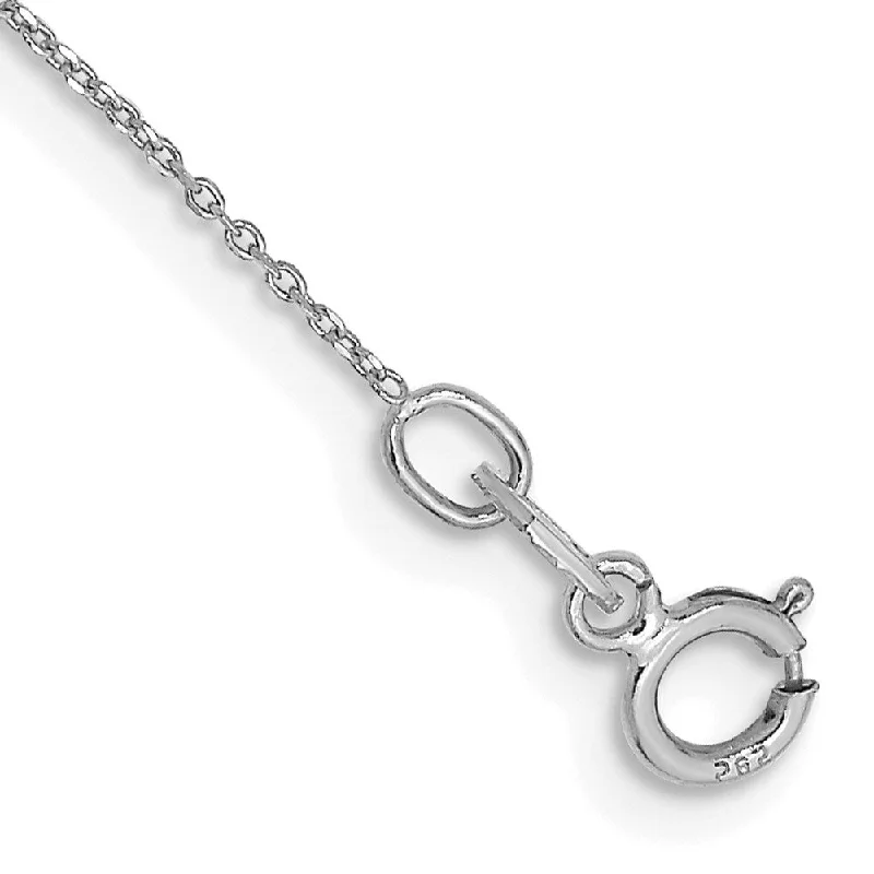 14k White Gold 0.6mm Diamond-Cut Round Open Link Cable Chain Anklet, 10"