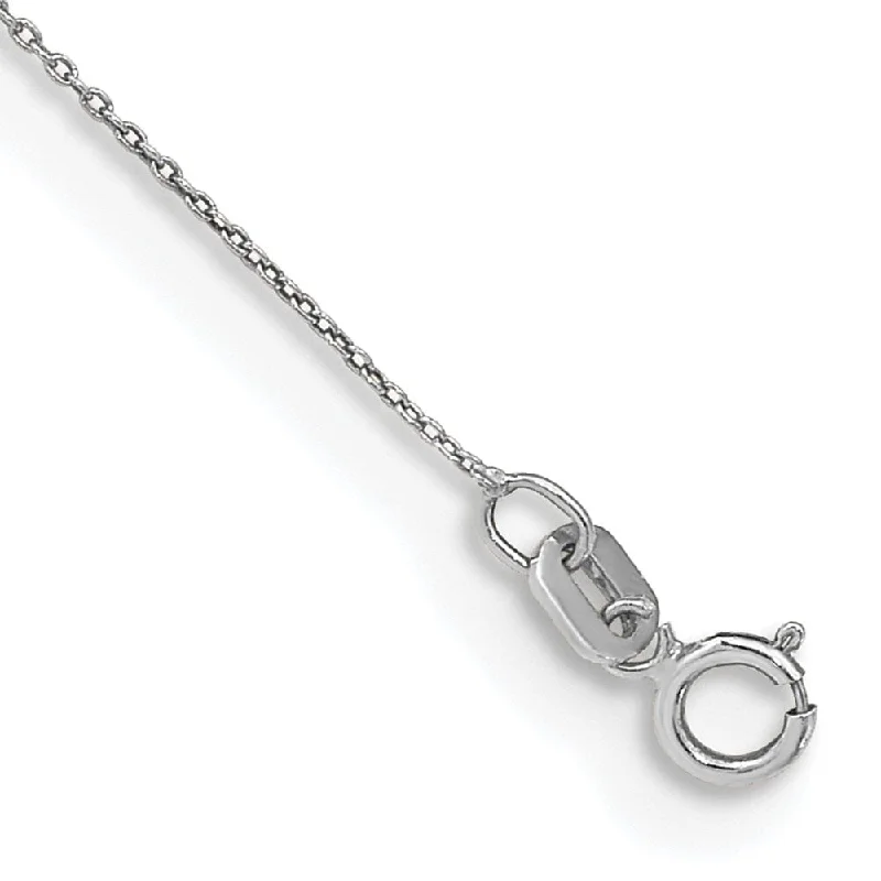 14k White Gold 0.75mm Cable Pendant Chain Anklet, 10"