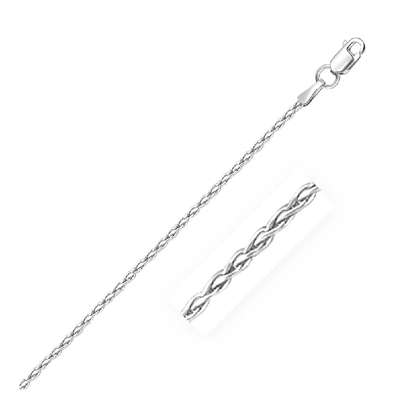 14k White Gold Round Wheat Anklet 1.8mm