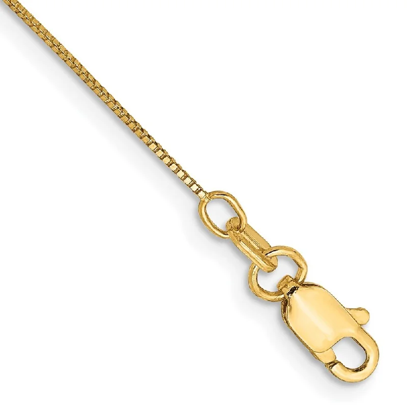 14k Yellow Gold 0.5mm Box with Lobster Clasp Chain Anklet, 10"