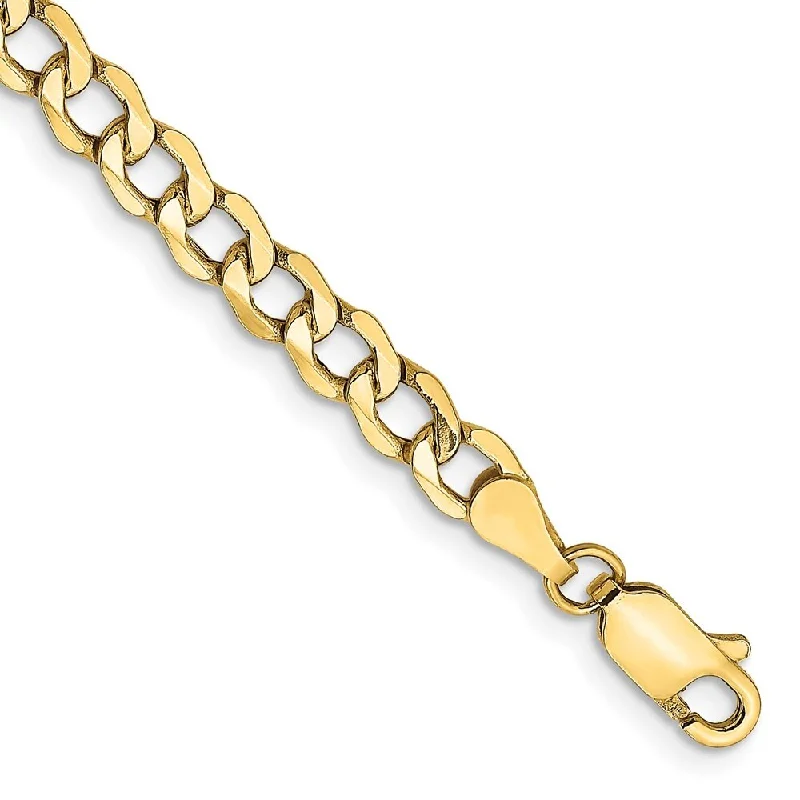 14k Yellow Gold 4.3mm Semi-Solid Curb Chain Anklet, 9"