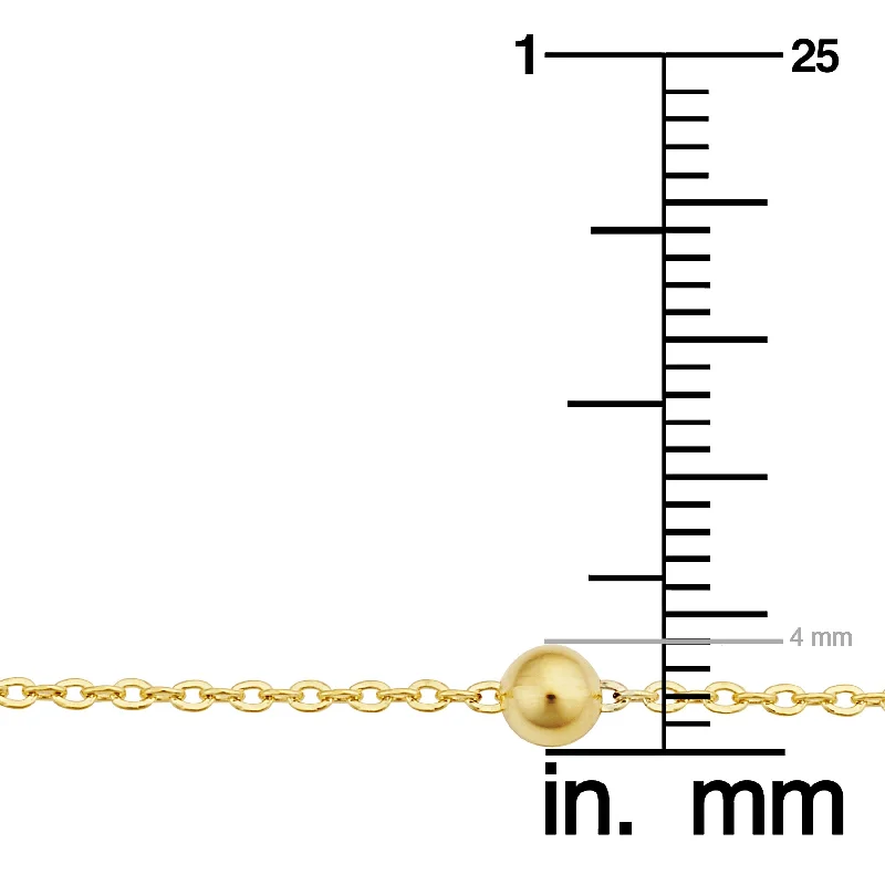 14k Yellow Gold Filled 4 millimeter Ball Station Satellite Ankle Bracelet (10 inches)