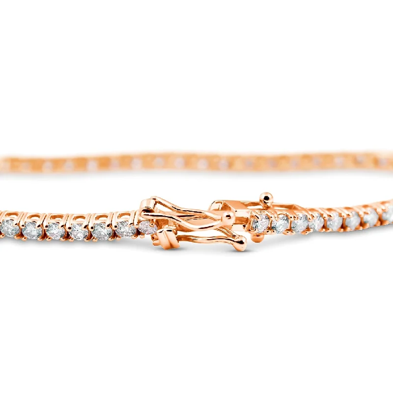 4ct Diamond Tennis Bracelet Rose Gold 7"