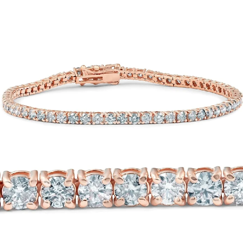 5ct Diamond Tennis Bracelet 14K Rose Gold 7"