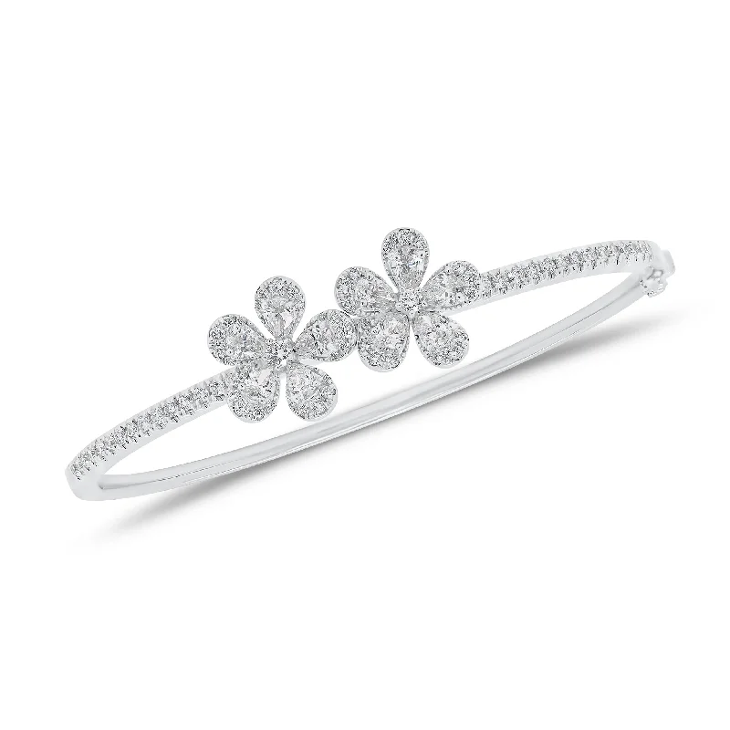 Diamond Double Flower Bangle