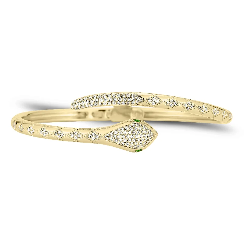 Diamond & Tsavorite Serpent Bangle Bracelet