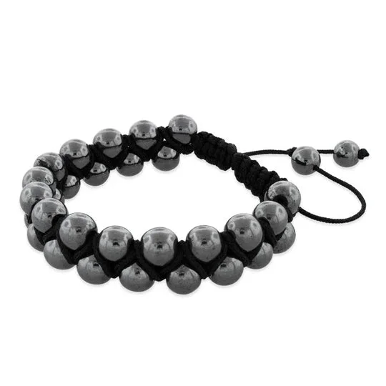 8MM Hematite Bead 2 Layer Shamballa Bracelet