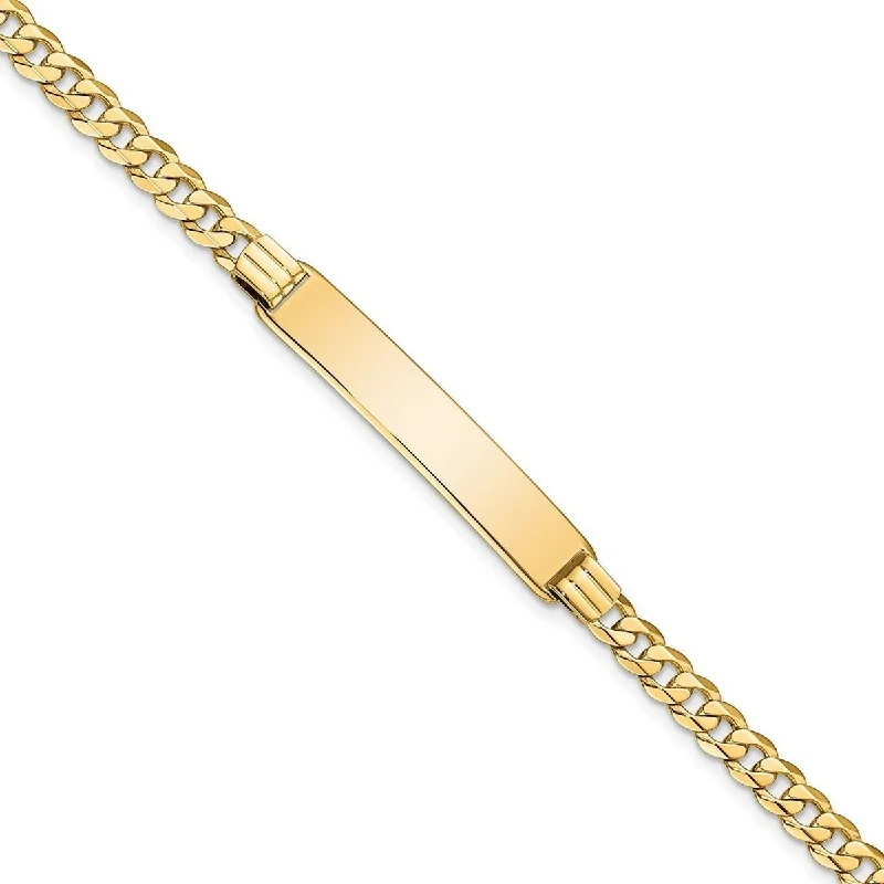 Curata 10k Yellow Gold 6.6mm Engravable Flat Curb Link ID Bracelet