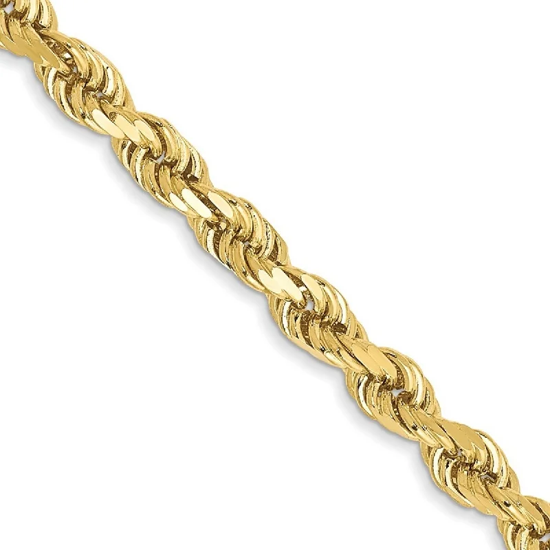 Curata 10k Yellow Gold Solid 3mm Handmade Sparkle Cut Rope Chain Anklet 9 Inch