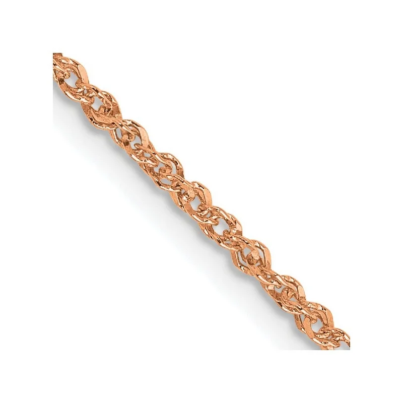 Curata 14k Rose Gold 10" 1.7mm Ropa Chain Anklet (Lobster-claw)