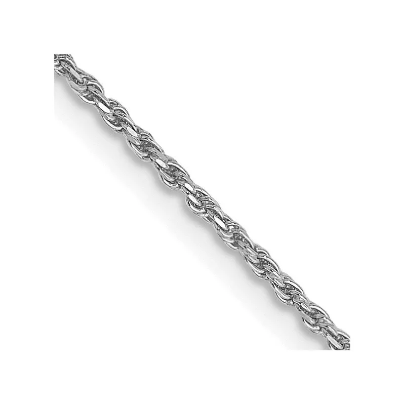 Curata 14k White Gold 10" 1mm Solid Rope Chain Anklet (Lobster-claw)