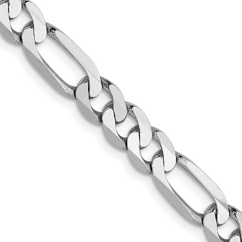 Curata 14k White Gold 5.5mm Flat Figaro Chain Bracelet