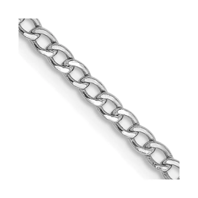 Curata 14k White Gold 9" 2.5mm Semi solid Mariner Anchor Chain Anklet (Lobster-claw)