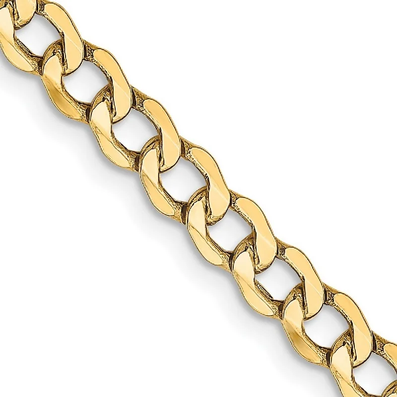 Curata 14k Yellow Gold 9" or 10" 4.3mm Semi solid Curb Chain Anklet (Lobster-claw)