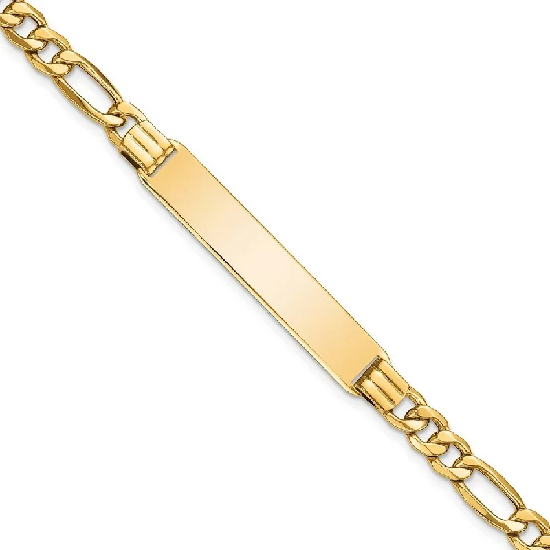 Curata 8mm 14k Engravable Semi solid Figaro Link ID Bracelet