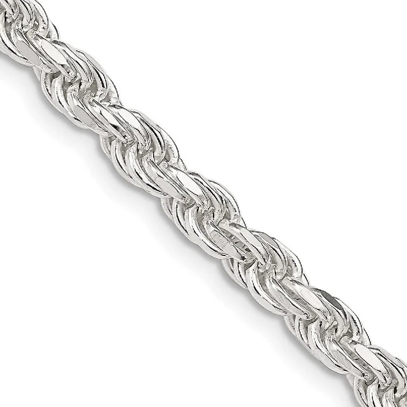 Curata 925 Sterling Silver Solid Polished 4.25mm D Cut Rope Chain Anklet 9 Inch Lobster Claw