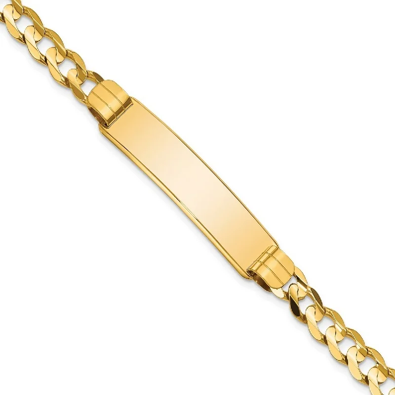 Curata 9mm 14k Yellow Gold Engravable Curb Link ID Bracelet