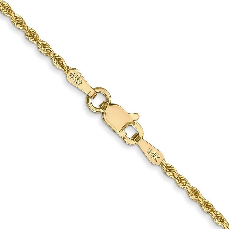 Curata Women's 14k Yellow Gold 1.75mm Sparkle-Cut Rope Anklet - 10 Inch - Lobster Claw