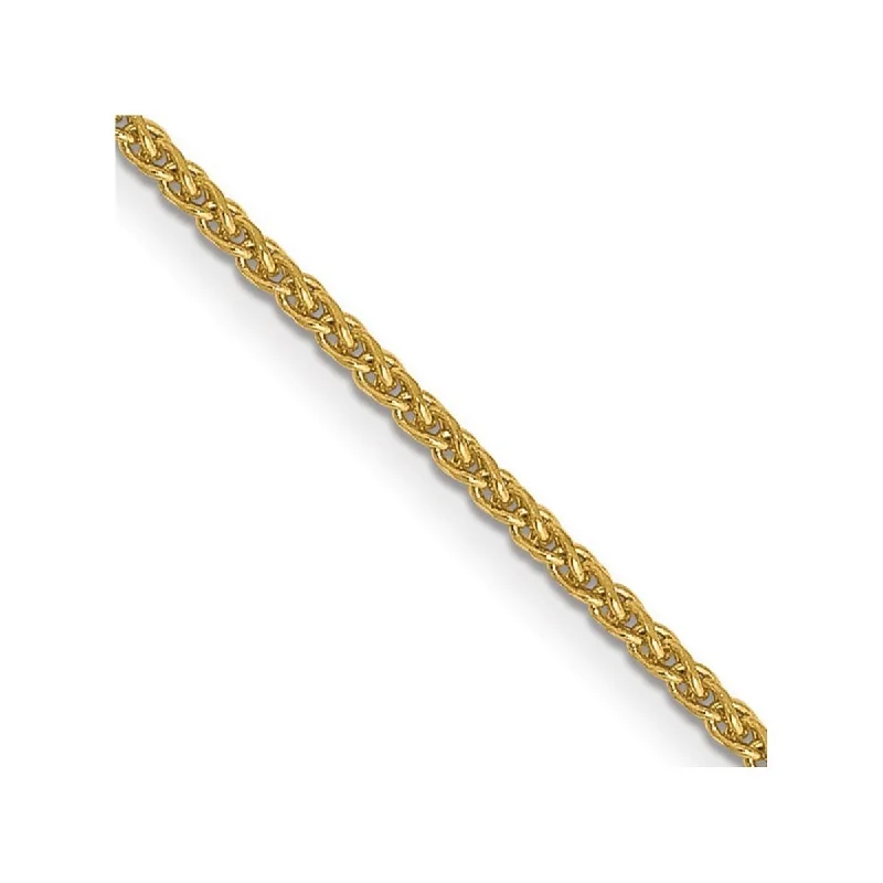 Curata Women's 14k Yellow Gold 1mm Solid Sparkle-Cut Spiga Chain Anklet - 10 Inch