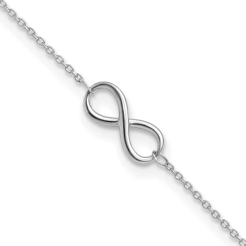 Curata Women's 6mm 10k White Gold Polished Infinity Anklet - 9 Inch