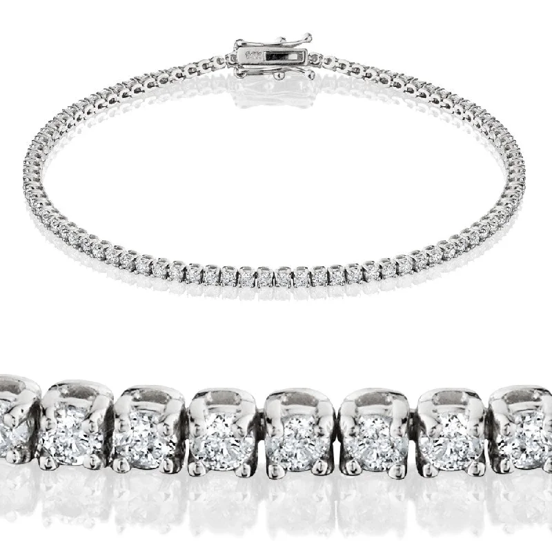 Eco-Friendly 14k White Gold 2ct TDW Lab-Grown Diamond Tennis Bracelet