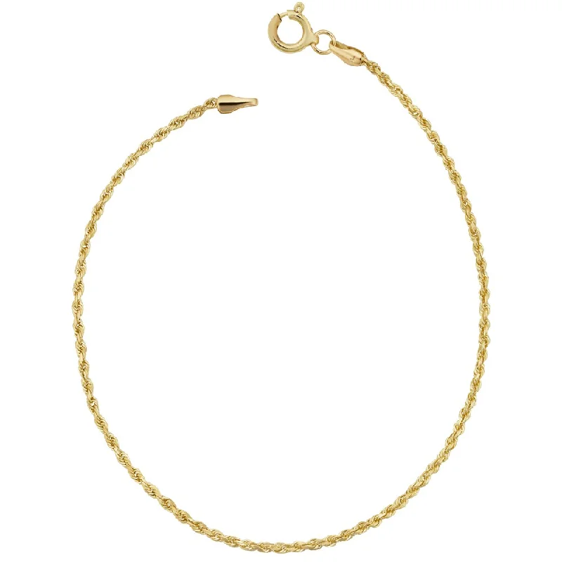 Fremada 10k Yellow Gold 1.5-mm Semi Solid Rope Chain Anklet (10 inches)