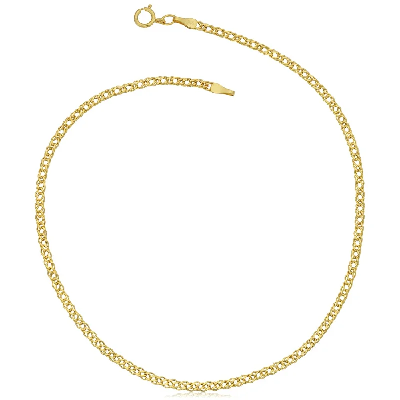 Fremada 10k Yellow Gold 2-mm Diamond Weave Curb Anklet (10 inch)