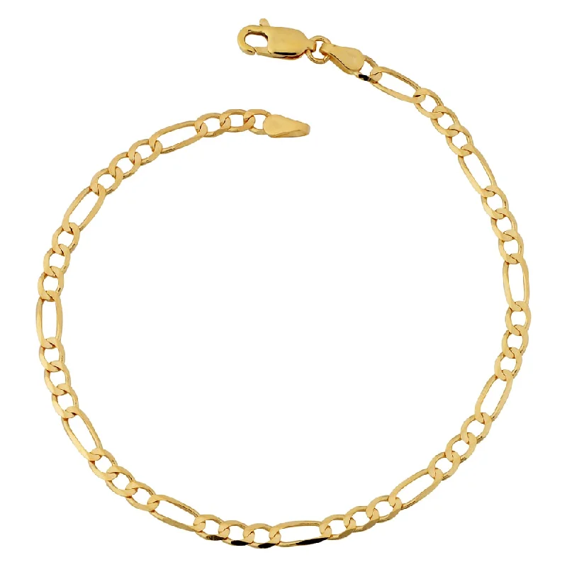 Fremada 10k Yellow Gold 3.3-mm High Polish Concave Figaro Link Anklet (10 inches)