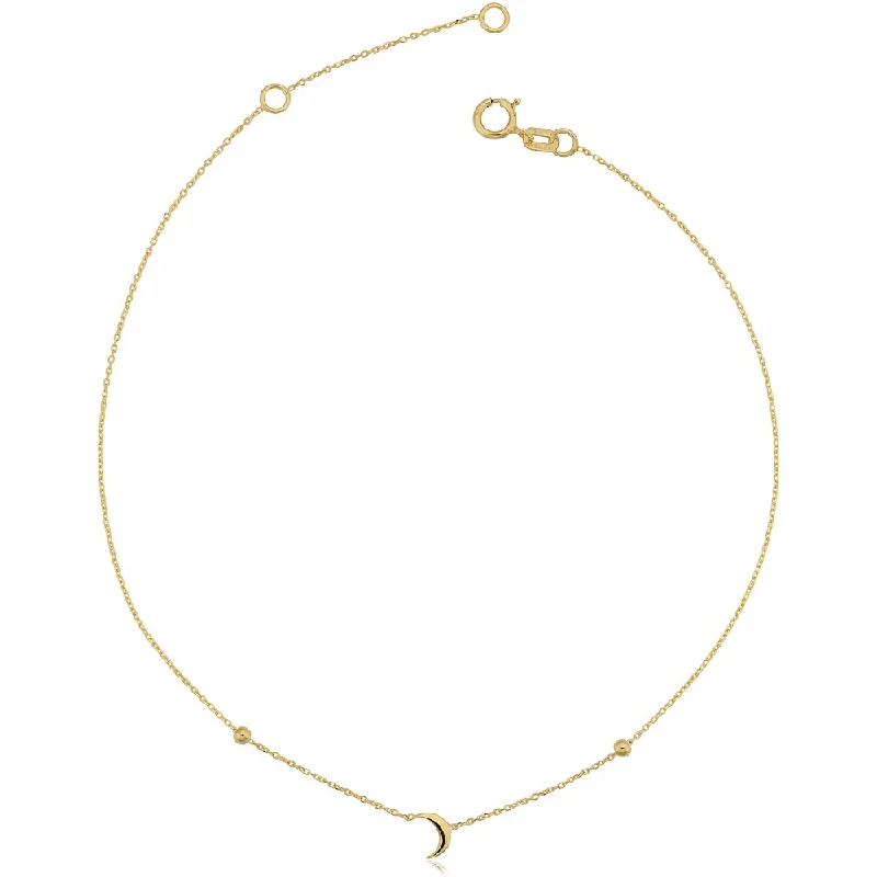 Fremada Italian 14k Yellow Gold Crescent Moon Adjustable Length Anklet