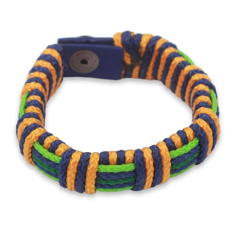 Handmade Men's Wristband Bracelet, 'Gratitude Kente' (Ghana)