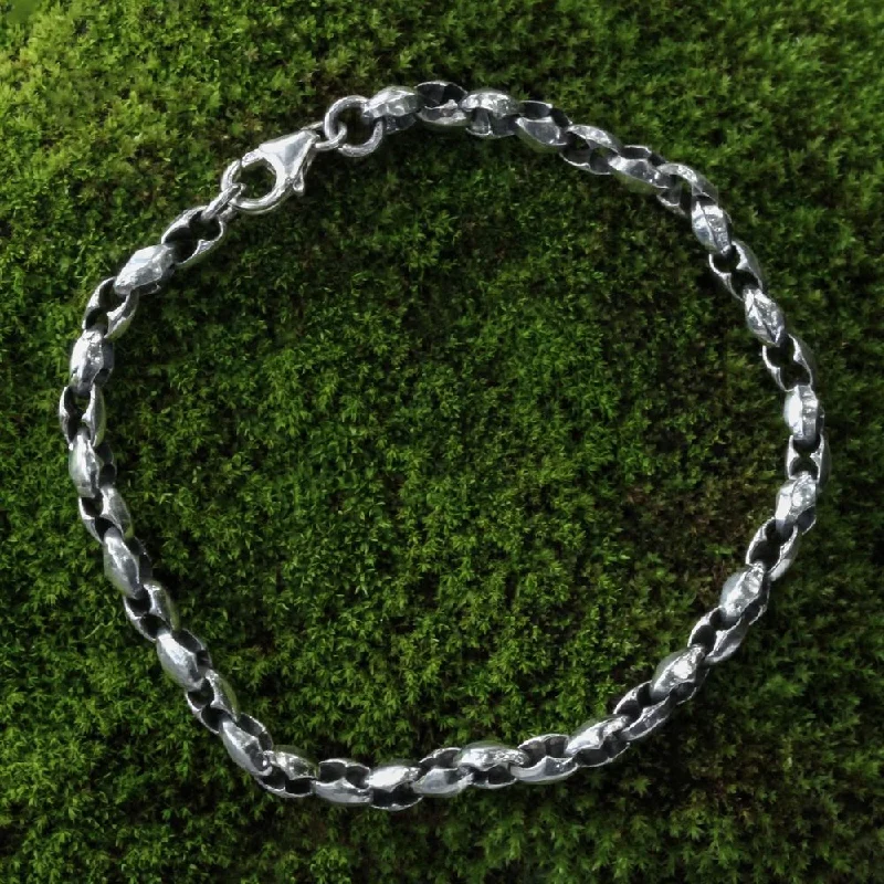 Handmade Sterling Silver 'Life Flourishes' Chain Bracelet (Indonesia)