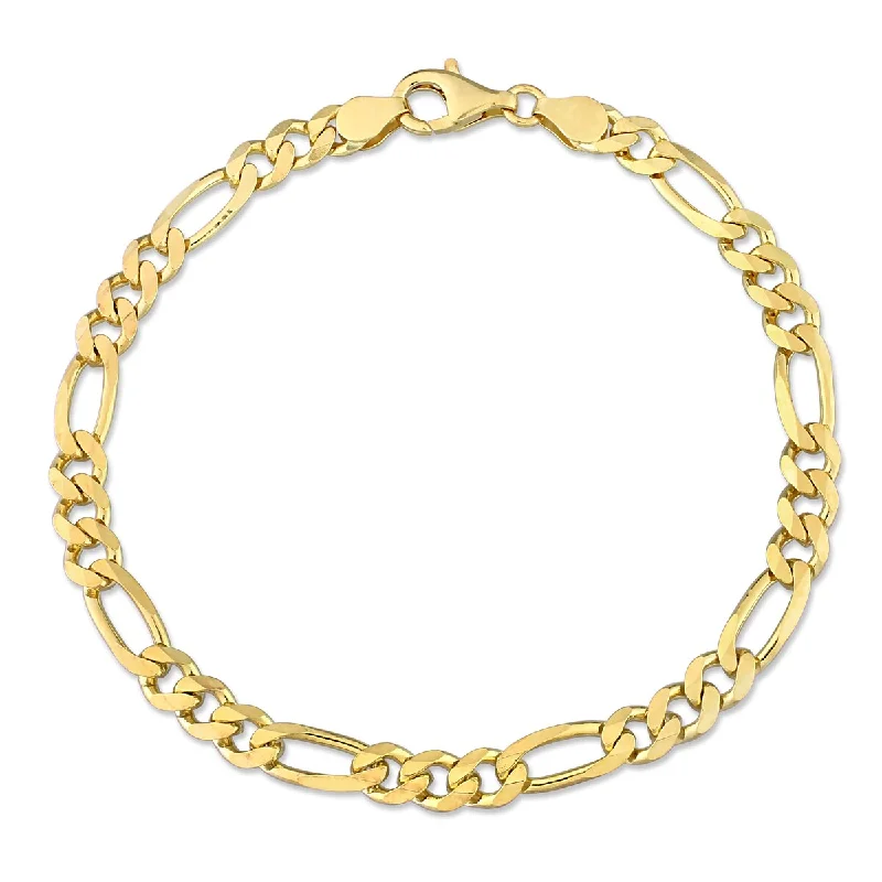 Miadora 5.5mm Figaro Chain Anklet in Yellow Plated Sterling Silver-9 in