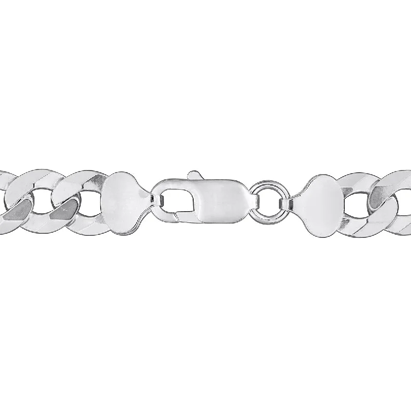 Miadora 9.3mm Diamond Cut Curb Bevelled Anklet in Sterling Silver-9 in