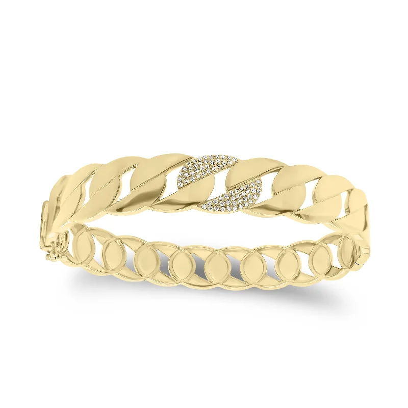 Pave Diamond Chain Link Bangle Bracelet