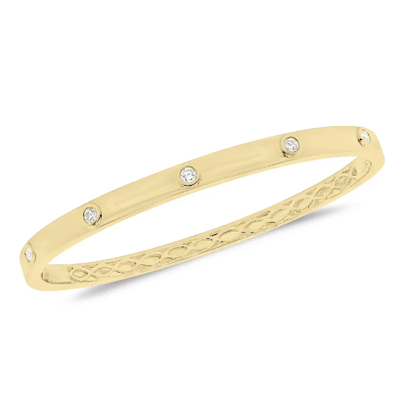 Bezel-Set Diamond Stackable Bangle Bracelet