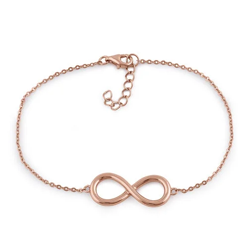 Sterling Silver Rose Gold Plated Infinity Bracelet