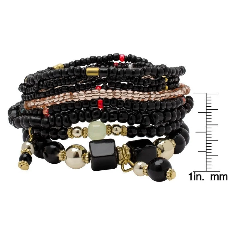 Victoria Townsend Gold Plated Black Bead Layering Bracelet